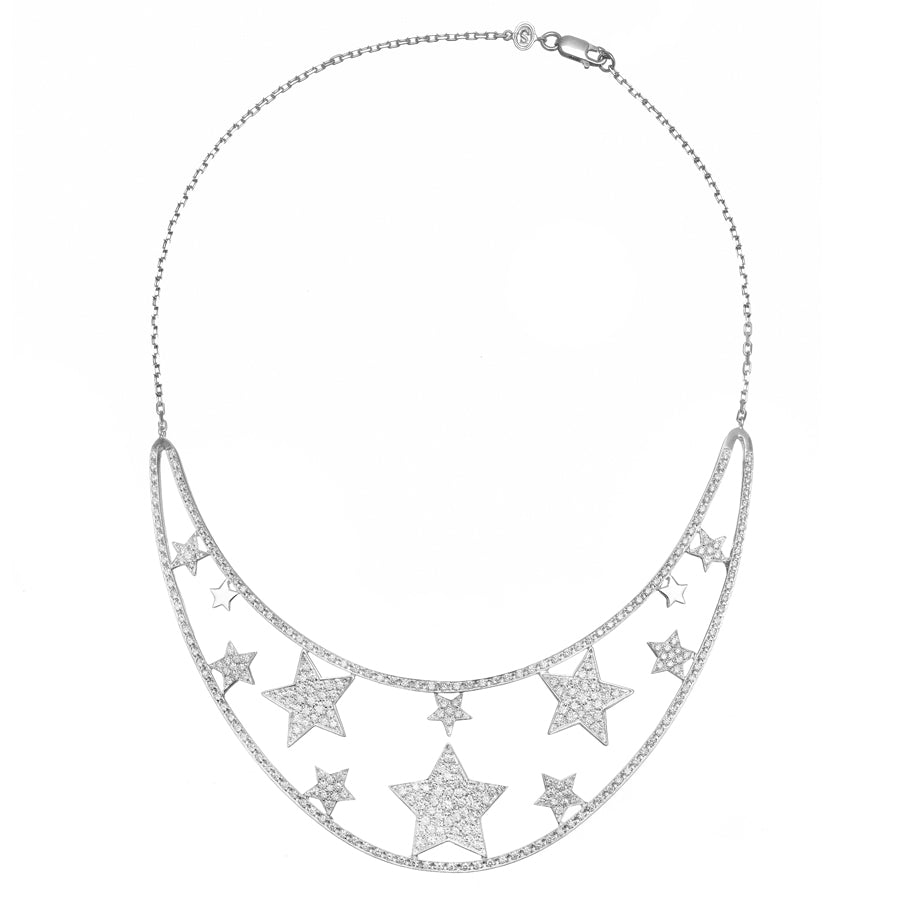 Stella on the moon full diamonds Necklace - Spallanzani Jewelry 