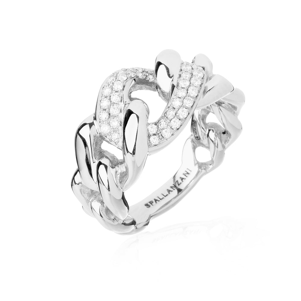 Manette Ring central pavè link - Spallanzani Jewelry 